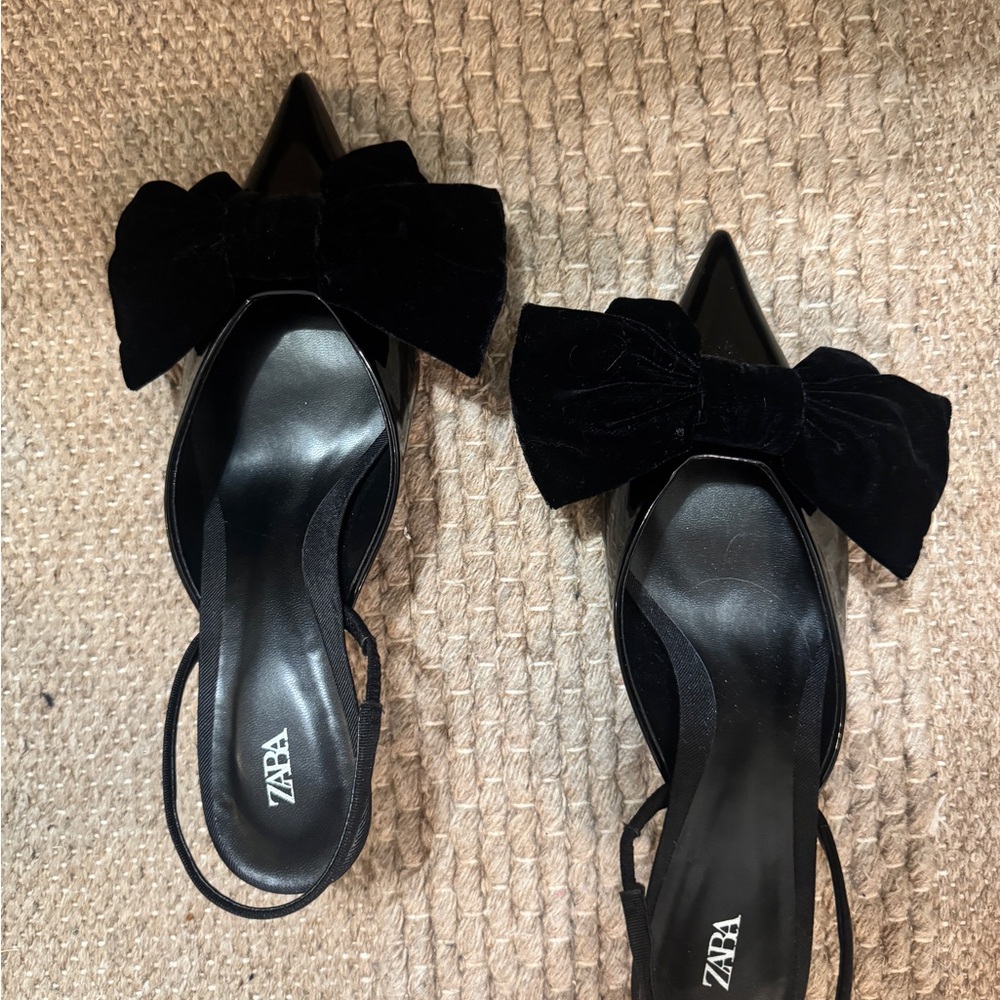 Zara Black Bow Women's Shoes - 37 - NWOT